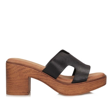 Stylowe klapki damskie na platformie i obcasie Potocki 25-21355 BK