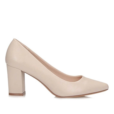 Czółenka damskie Sergio Leone PB 414 beżowe wsuwane na obcasie