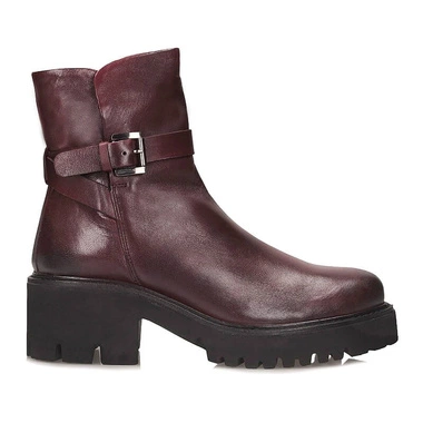 Damskie botki na grubej podeszwie skórzane Jorge Oliveira 865 BORDO