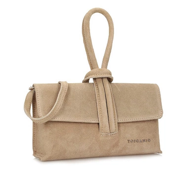 Zamszowa Wizytowa Listonoszka torebka do ręki Toscanio G80 BEŻOWA