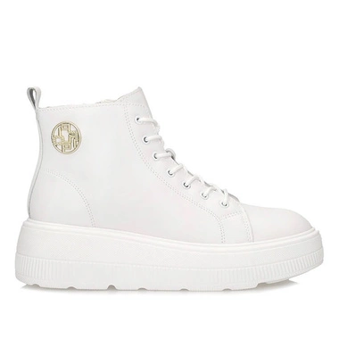 Skórzane botki damskie na platformie Filippo DBT6374/25 WH