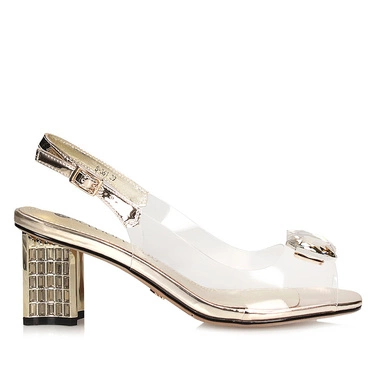 Eleganckie złote sandały na obcasie Sca'viola S-361 GOLD