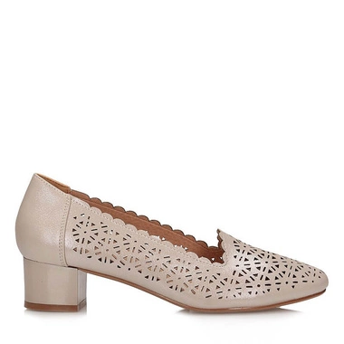 Złote Półbuty damskie na obcasie Potocki 25-12393GD