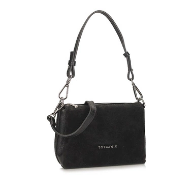  Klasyczna Skórzana Listonoszka Torebka na ramię Toscanio G91 Czarna