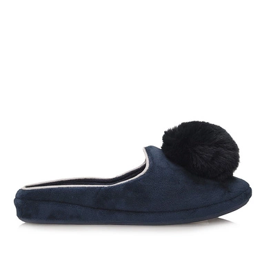 Domowe ciepłe Kapcie pantofle laczki z pomponem Meteor 268 granatowe