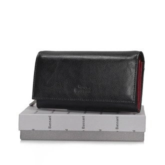 Skórzany Portfel Giorgio Bassani 035-s17 czarno-czerwony