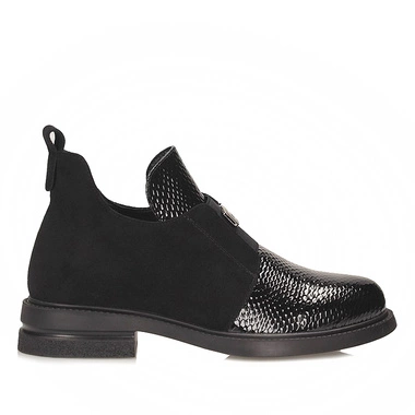 Komfortowe czarne botki damskie obcasie Vinceza 58560 BK CR SU