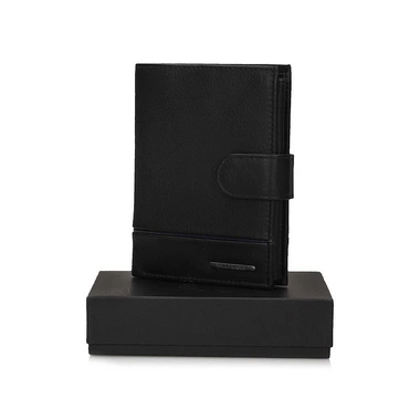 Portfel męski Bellugio TMM-80R-123A -137 black/navy czarny skórzany na zatrzask