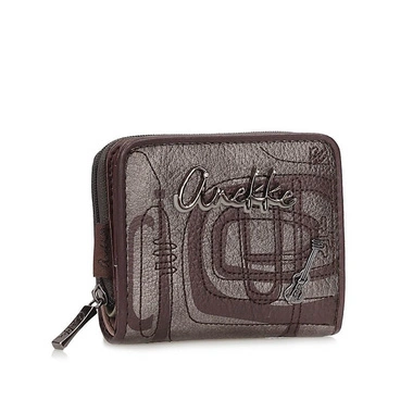 Portfel damski Anekke 43819-903 BILLETERO WALLET SINTETICO brązowy mały zapinany na zamek i zatrzask