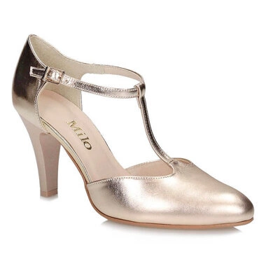 Klasyczne złote czółenka na obcasie Milo 718