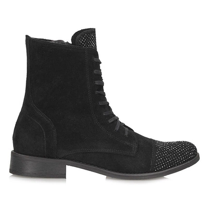 Czarne welurowe botki damskie EXQUISITE 1259 CZARNY.WELUR cekiny