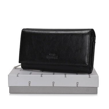 Skórzany pojemny damski Portfel Giorgio Bassani 035-s15 czarny