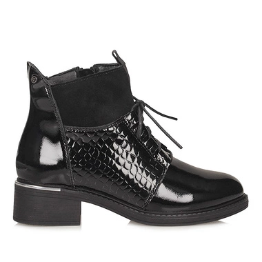 Casualowe skórzane botki damskie na obcasie Filippo DBT7275/25 BK