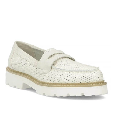Skórzane półbuty mokasyny na platformie Loafersy Filippo DP6090/24 WH