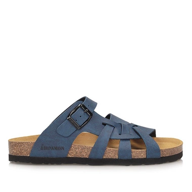 Klapki damskie Dr Brinkmann 700565-5 Blau niebieskie ze skórzaną wkładką