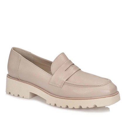 Beżowe Mokasyny lordsy na traktorowej podeszwie Ryłko Loafersy 2ZP99_AX_5SNF