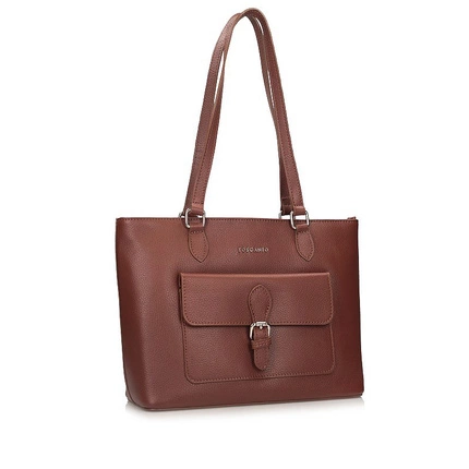 Elegancka Skórzana włoska Torebka Toscanio F232 BRĄZ D21