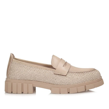Eleganckie beżowe mokasyny lordsy damskie Potocki 25-12632BG