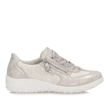 Sneakesy damskie Rieker 59501-90 półbuty srebrne sznurowane