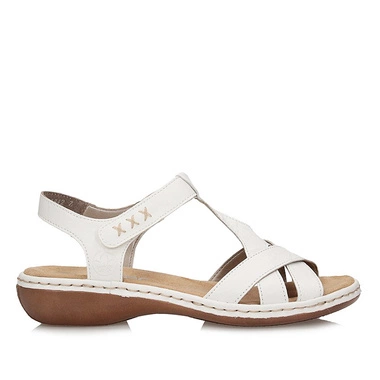 Sandały damskie Rieker 65919-80 white białe na rzep