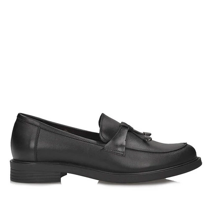 Stylowe Półbuty mokasyny wsuwane Sempre 24-651/01 czarne Loafersy