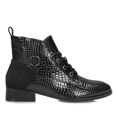 Czarne lakierowane botki za kostkę Filippo DBT4824/25 BK