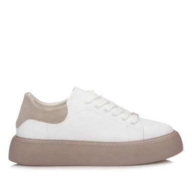 Białe skórzane sneakersy półbuty na platformie Filippo DP6119/26 WH