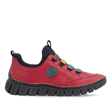 Półbuty damskie Rieker 57550-33 RED czerwone wsuwane na platformie