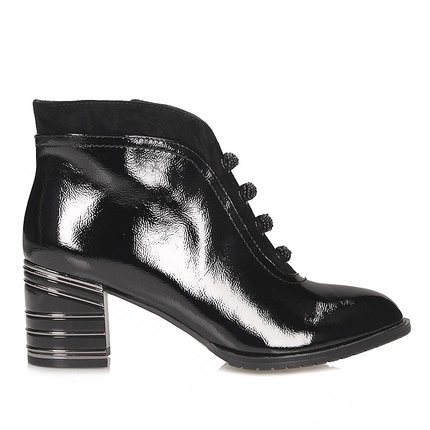 Eleganckie skórzane botki damskie na obcasie Loretta Vitale C3891 BLACK