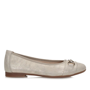 Złote komfortowe balerinki Remonte D0K10-90 skóra naturalna