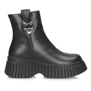Botki damskie Filippo DBT7311/26 BK czarne skórzane na platformie na zamek