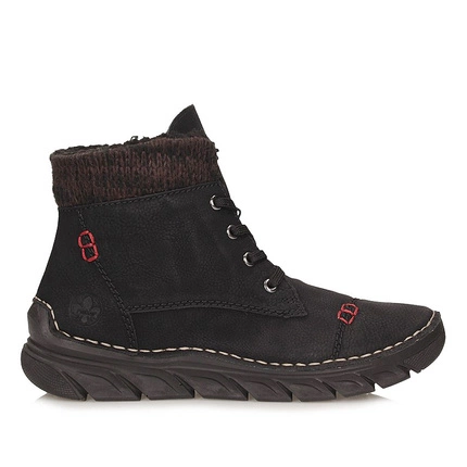 Stylowe czarne botki damskie Rieker 55031-00