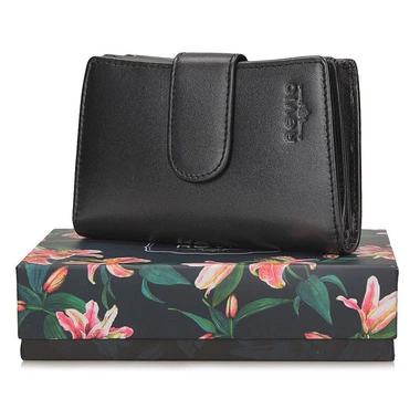 Zgrabny damski poręczny Portfel Revio SPD47/MB czarny skóra naturalna