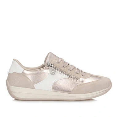 Półbuty damskie Rieker N1103-90 sneakersy beżowe sznurowane