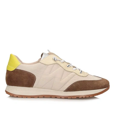 Sneakersy damskie Wonders A-4802 TOWANDA COÑAC NYLON FOG TAUPE wielokolorowe półbuty skórzane