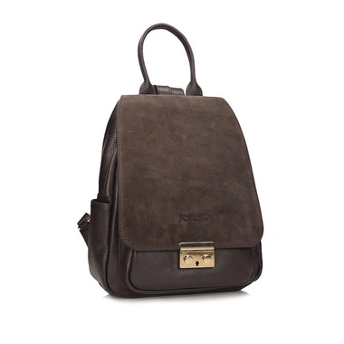 Plecak damski Ryłko R40429TB_2LK brązowy zamszowy