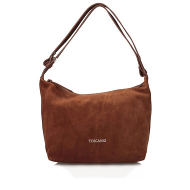 Pojemna Skórzana włoska Torebka Toscanio F208 brązowa