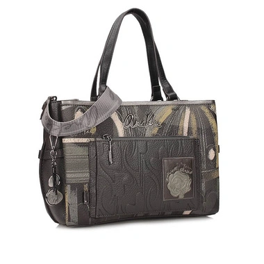 Torebka damska Anekke 43811-255 BOLSO HANDBAG DE ASA CORTA SINTETICO ORCHESTRA szara listonoszka trzykomorowa zapinana na zamek i magnes
