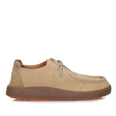 Półbuty damskie Ravini 261001 BEIGE NUBUCK beżowe skórzane barefoot sznurowane na platformie