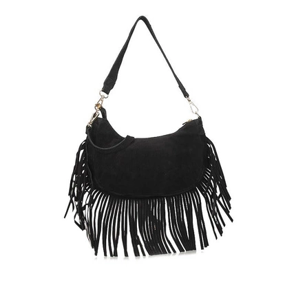 Welurowa czarna torebka damska Ryłko R40900TB_8LR