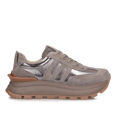 Sneakersy damskie Filippo DP7408/26 TP szare skórzane sznurowane na platformie