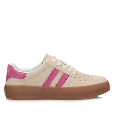 Sneakersy damskie Filippo DP6764/26 BE FH beżowe półbuty skórzane sznurowane na platformie