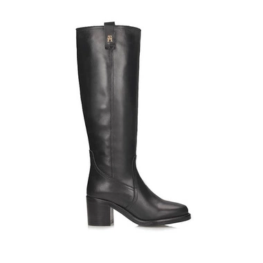 Eleganckie czarne kozaki damskie Tommy Hilfiger FW0FW08777BDSW5G-RIDING LTHR LONG BOO.BDS PP W5G