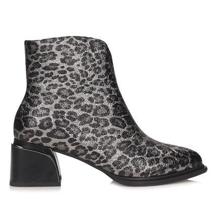 Stylowe botki damskie na obcasie S.Barski CR52-622 BLK SILVER
