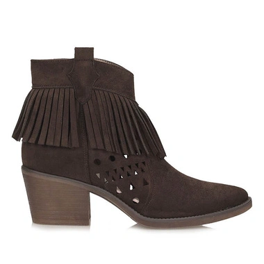 Botki damskie M.Daszyński SA261-13 brązowe na zamek w szpic na obcasie