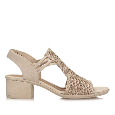 Beżowe sandały damskie na obcasie Rieker 64962-60