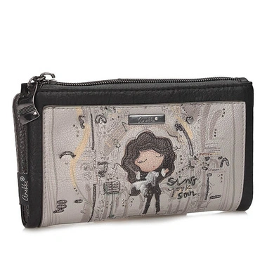 Portfel damski Anekke 43809-907 BILLETERO WALLET SINTETICO szary średni zapinany na zamek i zatrzask