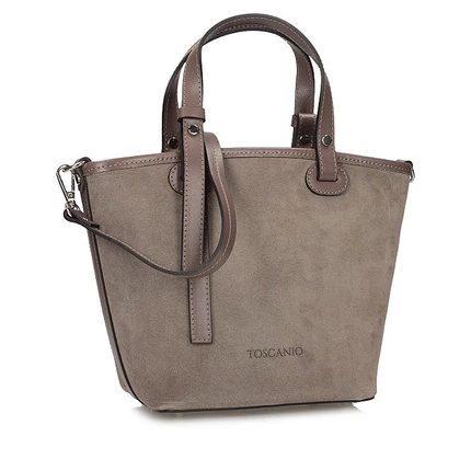 Stylowa Skórzana włoska Torebka kuferek Toscanio G104 C.BEŻ D40