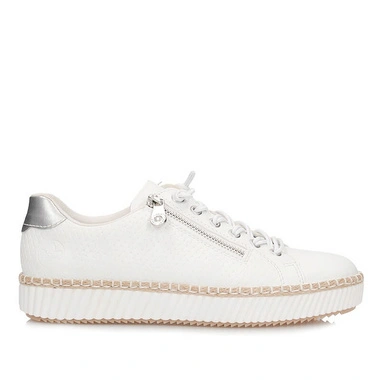 Sneakersy Rieker M2940-80 białe półbuty na zamek dziurkowane