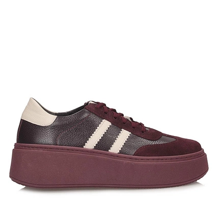 Półbuty sneakersy damskie na platformie Sempre 25-732 bordo